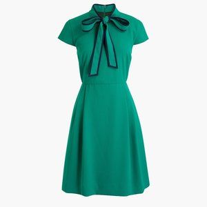 J. Crew Green Tie-Neck Dress in 365 Crepe